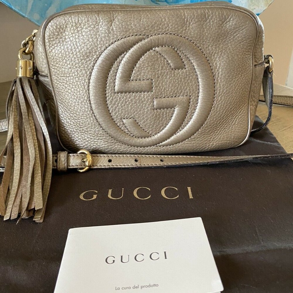 Gucci Soho Disco Bag Gold W/Tassel Messenger Style